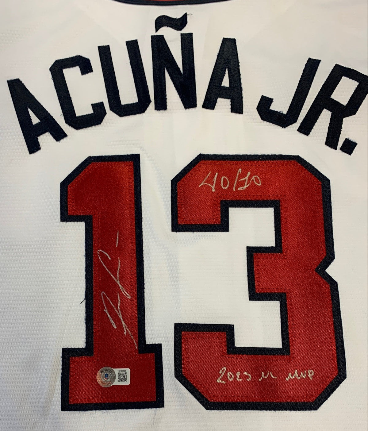 Ronald Acuna Jr Autographed Atlanta Braves Signed Nike Baseball Jersey 2023 NL MVP 40/70 Beckett COA-Powers Sports Memorabilia