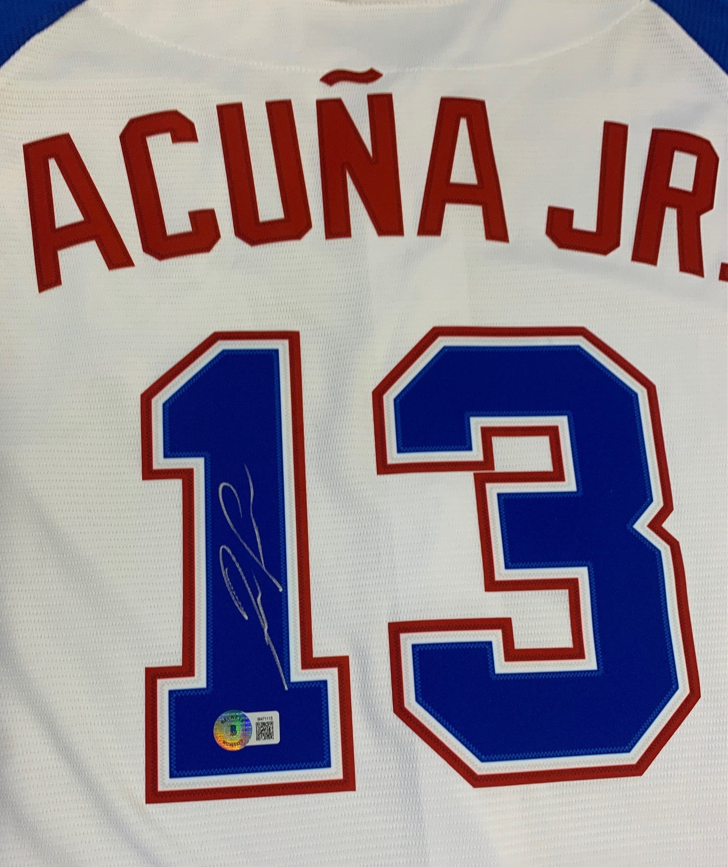 Autographed/Signed Ronald Acuna Jr. It's Over Majestic Braves Jersey JSA COA