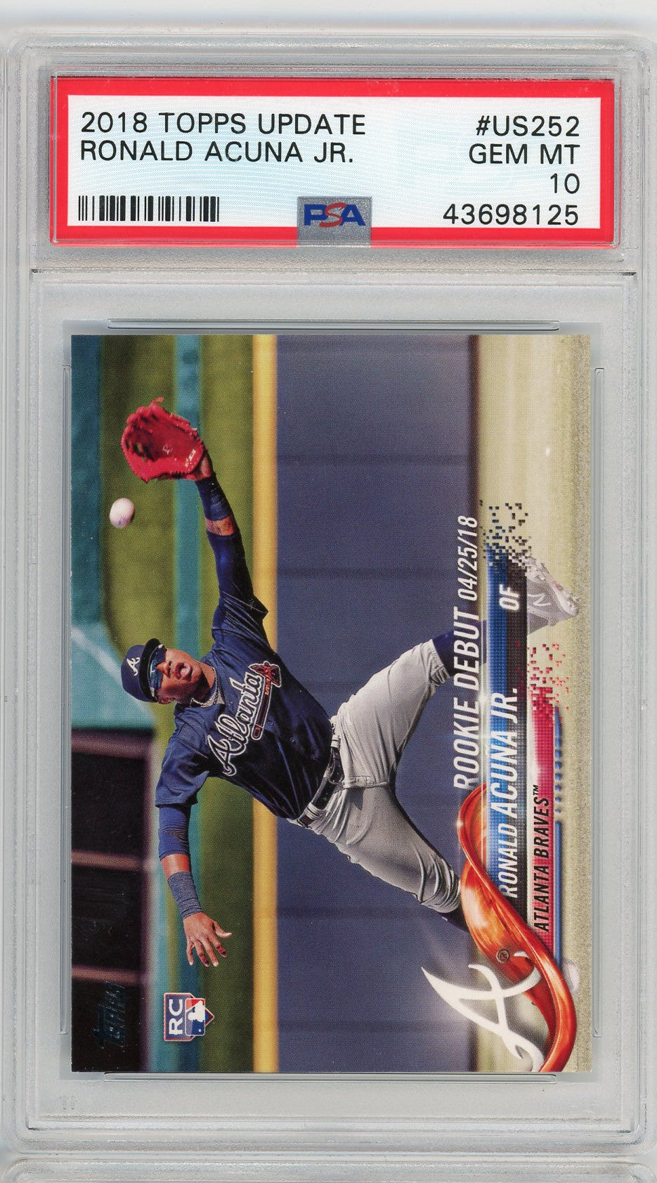 Ronald Acuna Jr MLB 2018 Topps Update Baseball Rookie Card RC #US252 Graded PSA 10 GEM MINT-Powers Sports Memorabilia
