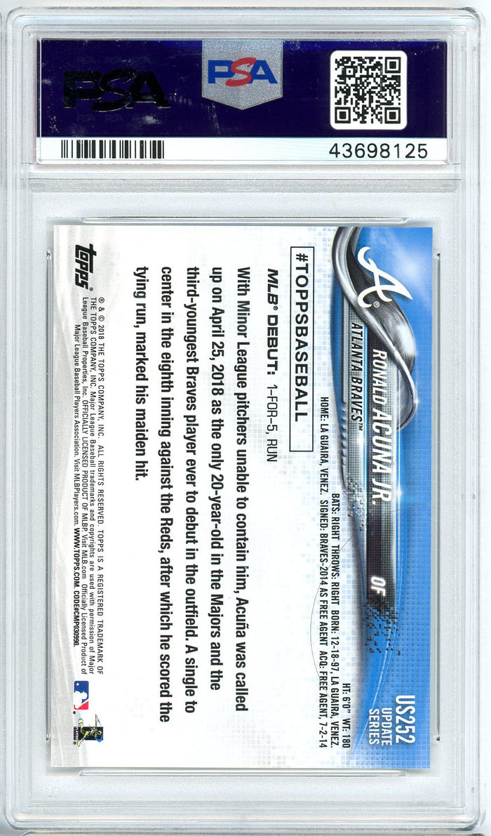 Ronald Acuna Jr MLB 2018 Topps Update Baseball Rookie Card RC #US252 Graded PSA 10 GEM MINT-Powers Sports Memorabilia