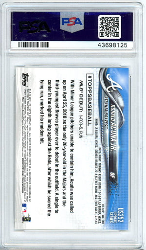 Ronald Acuna Jr MLB 2018 Topps Update Baseball Rookie Card RC #US252 Graded PSA 10 GEM MINT-Powers Sports Memorabilia