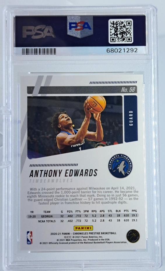 Anthony Edwards 2020 Panini Chronicles Basketball Rookie Card #58 Graded PSA 10-Powers Sports Memorabilia