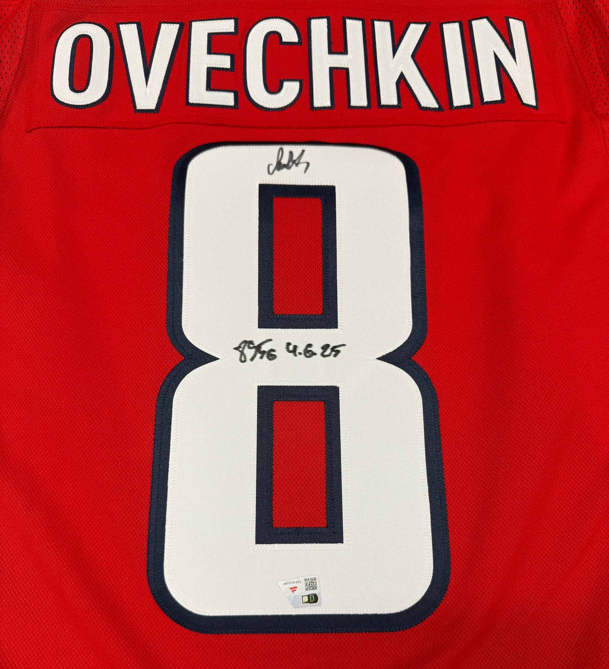 Alexander Ovechkin Autographed Washington Capitals Signed Hockey Jersey 895 Goal Breaks Wayne Gretzky's NHL Scoring Record Fanatics Authentic COA