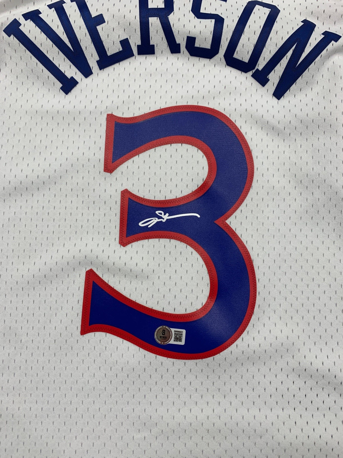 Allen Iverson Autographed Philadelphia 76ers Signed Mitchell and Ness White Basketball Swingman Jersey Beckett COA-Powers Sports Memorabilia