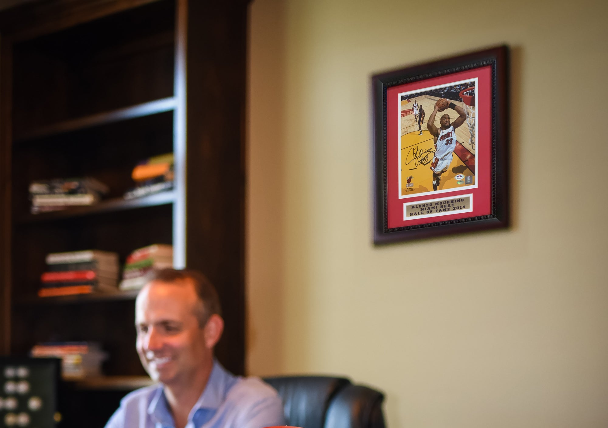 Alonzo Mourning Autographed Miami Signed Basketball 8x10 Framed Photo PSA DNA COA-Powers Sports Memorabilia