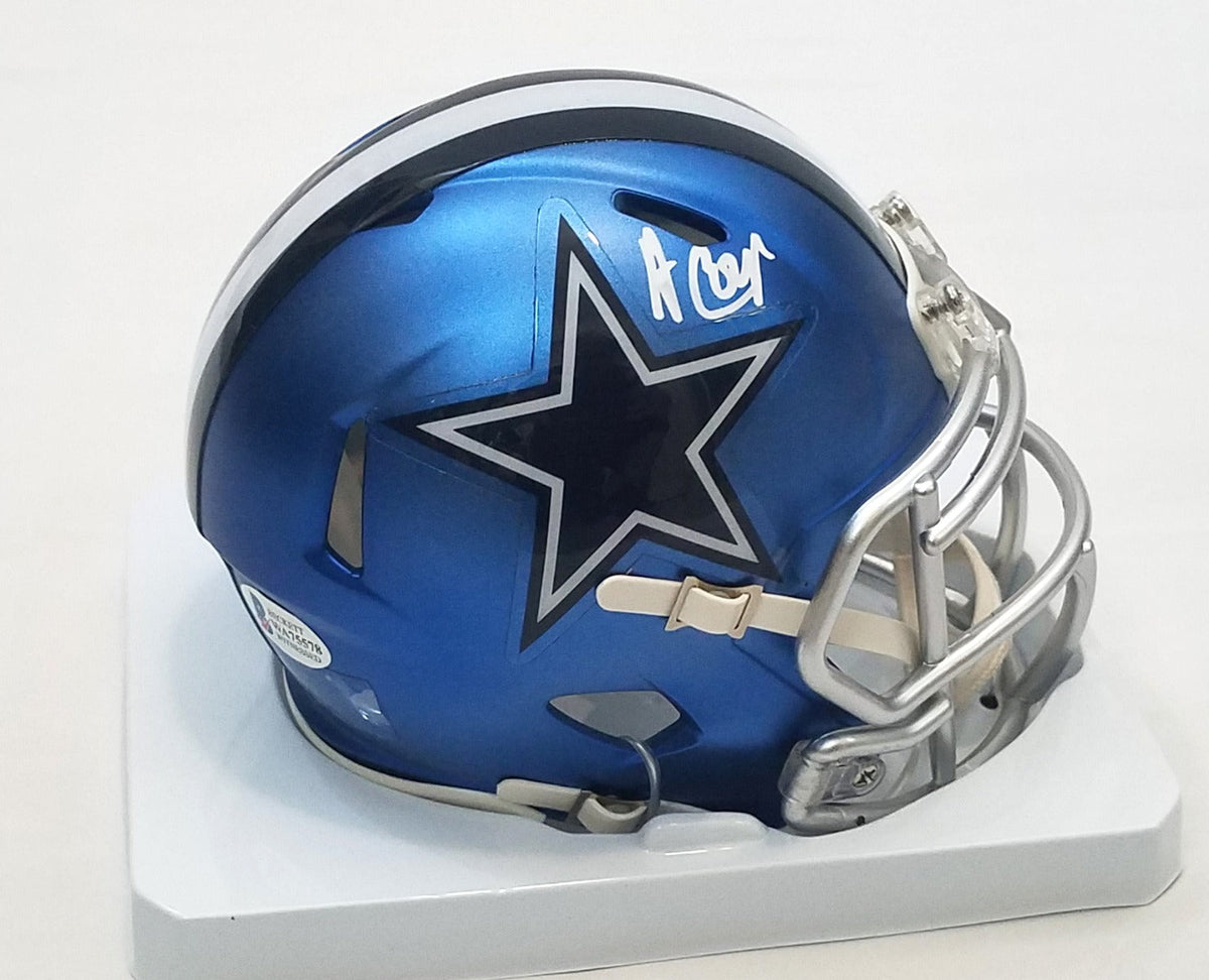 Amari Cooper Autographed Dallas Cowboys Blaze Mini Helmet Beckett Witnessed-Powers Sports Memorabilia