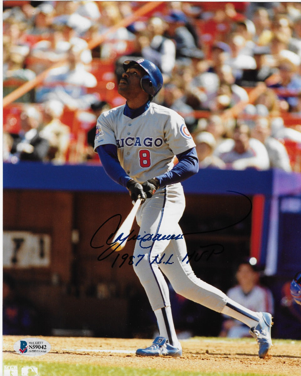 Andre Dawson Autographed Chicago Cubs 8x10 Photo W/1987 N.L. M.V.P. Beckett Authenticated-Powers Sports Memorabilia