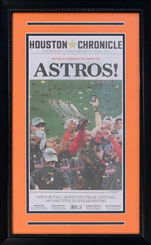 Houston Astros 2022 World Series Champions Chronicle Baseball Original 16x26 Framed Newspaper - Get the authentic real deal!-Powers Sports Memorabilia