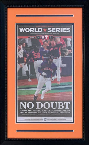 Houston Astros 2022 World Series Champions Chronicle Baseball Original 16x26 Framed Newspaper - Get the authentic real deal! NO DOUBT-Powers Sports Memorabilia