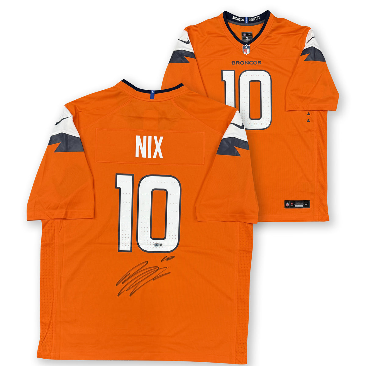 Bo Nix Autographed Denver Broncos Signed Nike Game Orange Jersey Beckett Authenticated COA-Powers Sports Memorabilia