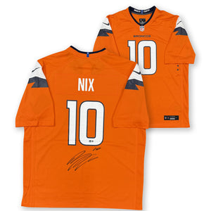 Bo Nix Autographed Denver Broncos Signed Nike Game Orange Jersey Beckett Authenticated COA-Powers Sports Memorabilia