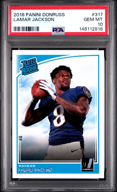 2019 Panini Donruss #317 Lamar Jackson RC Rookie PSA 10 Ravens 10-Powers Sports Memorabilia