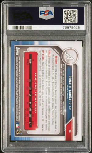 Ronald Acuna Jr 2019 Bowman Baseball Card #78 Graded PSA 10-Powers Sports Memorabilia