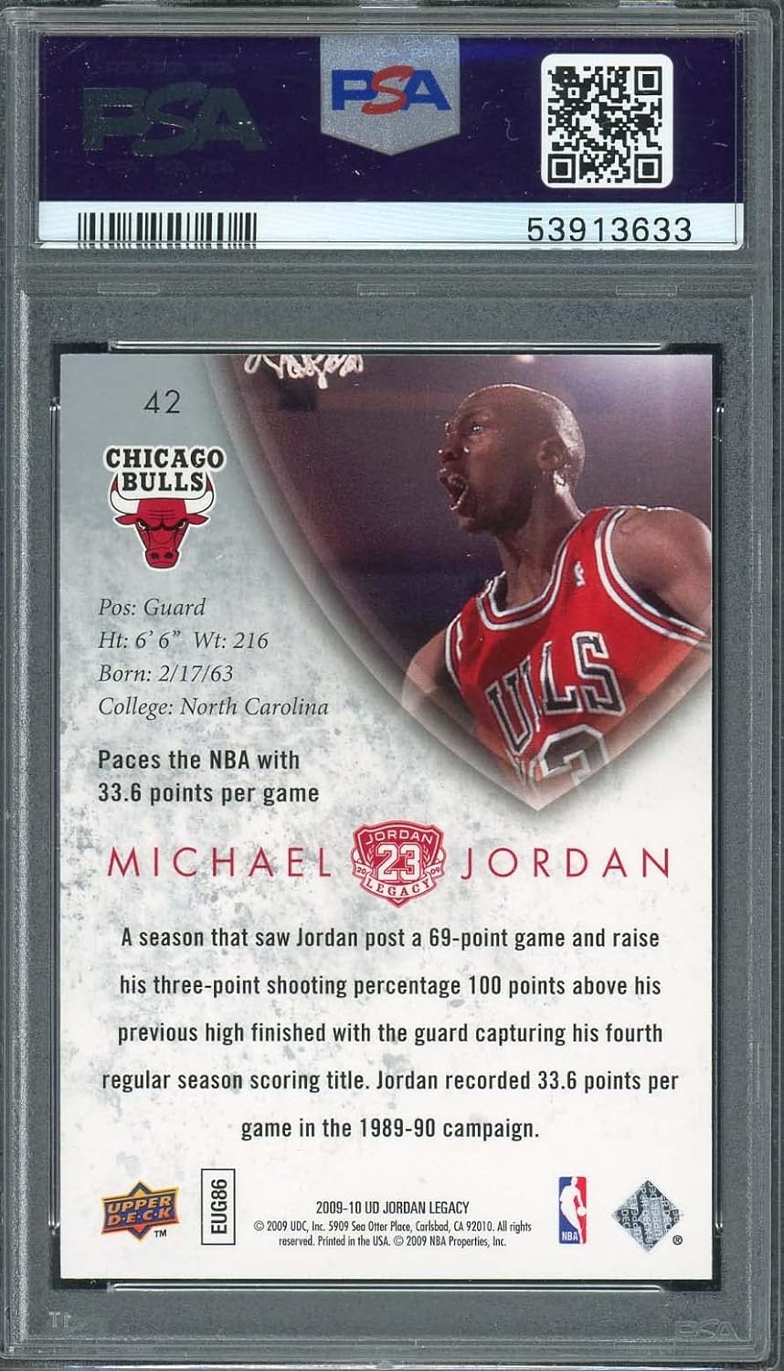 Michael Jordan 2009 Upper Deck Legacy Gold Basketball Card #42 Graded PSA 8-Powers Sports Memorabilia