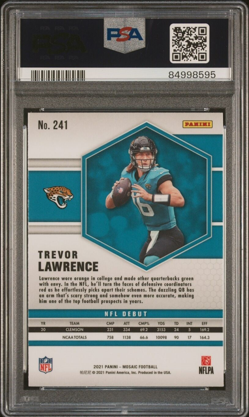 Trevor Lawrence 2021 Panini Mosaic Football Rookie Card RC #241 Graded PSA 10-Powers Sports Memorabilia