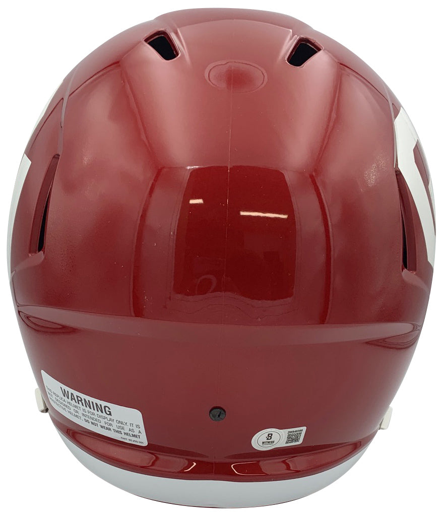 Baker Mayfield Autographed Oklahoma Sooners Signed Football Full Sized Replica Helmet Beckett COA HEISMAN TROPHY 2017-Powers Sports Memorabilia