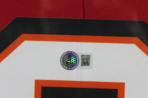 Baker Mayfield Autographed Tampa Bay Buccaneers Signed Nike Limited Football Framed Jersey FIRE THE CANNONS Beckett Authenticated COA-Powers Sports Memorabilia