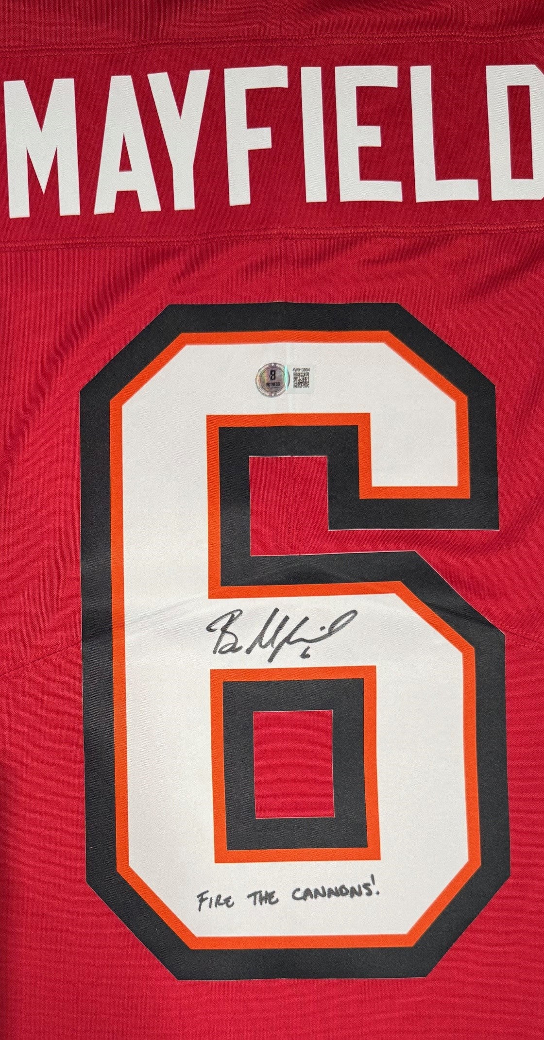 Baker Mayfield Autographed Tampa Bay Buccaneers Signed Nike Limited Football Jersey FIRE THE CANNONS Beckett COA-Powers Sports Memorabilia