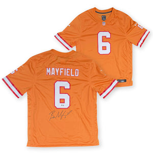 Baker Mayfield Autographed Tampa Bay Buccaneers Signed Nike Game Throwback Football Jersey Beckett COA-Powers Sports Memorabilia