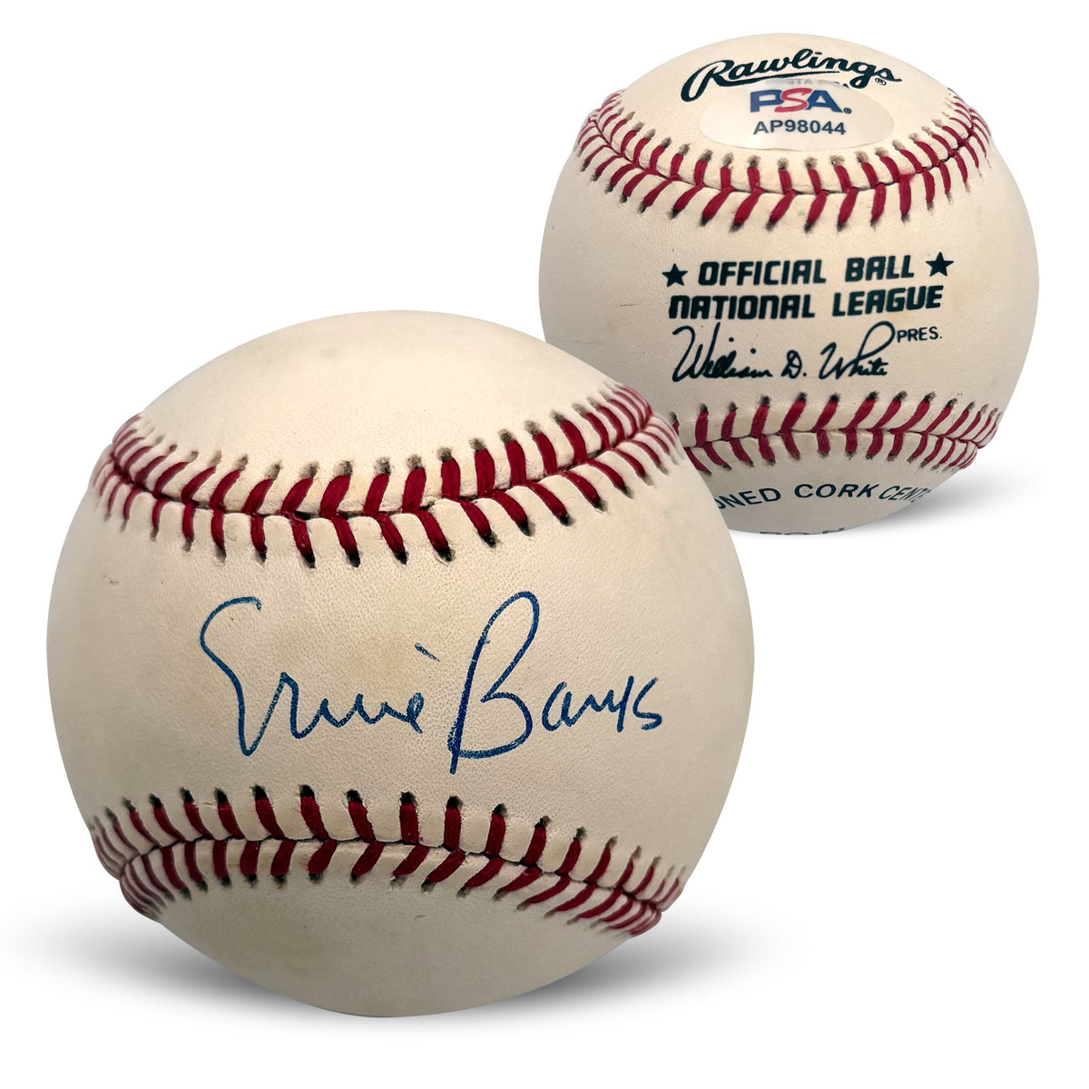 Ernie Banks Chicago Cubs Autographed Baseball PSA AP98044
