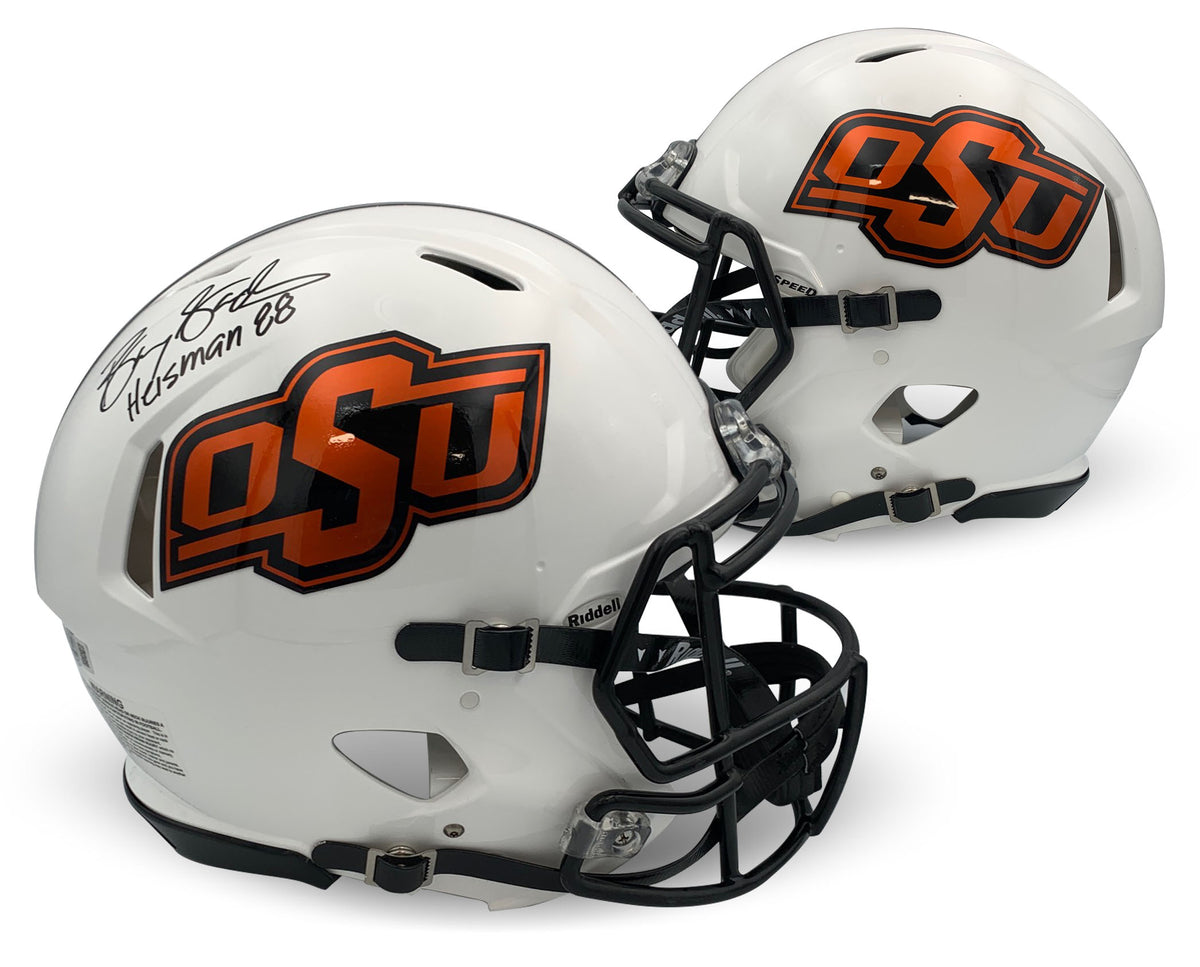 Barry Sanders Autographed Oklahoma State Cowboys Signed Full Size Authentic Football Helmet Heisman 88 Beckett COA-Powers Sports Memorabilia