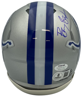 Barry Sanders Autographed Detroit Lions Signed Football Mini Helmet Beckett COA-Powers Sports Memorabilia