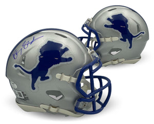 Barry Sanders Autographed Detroit Lions Signed Football Mini Helmet Beckett COA-Powers Sports Memorabilia