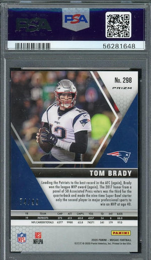 Tom Brady 2020 Panini Blue Mosaic Football Card #298 Graded PSA 10 /99-Powers Sports Memorabilia