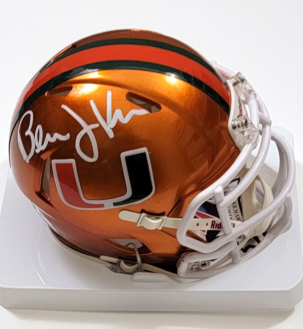 Bernie Kosar Autographed University of Miami Hurricanes Riddell Flash Mini Helmet Beckett Witnessed-Powers Sports Memorabilia
