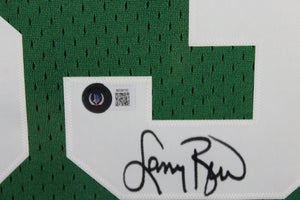Larry Bird Autographed Boston Celtics Mitchell & Ness Swingman Signed Basketball Framed Jersey Beckett Witness Authenticated COA-Powers Sports Memorabilia
