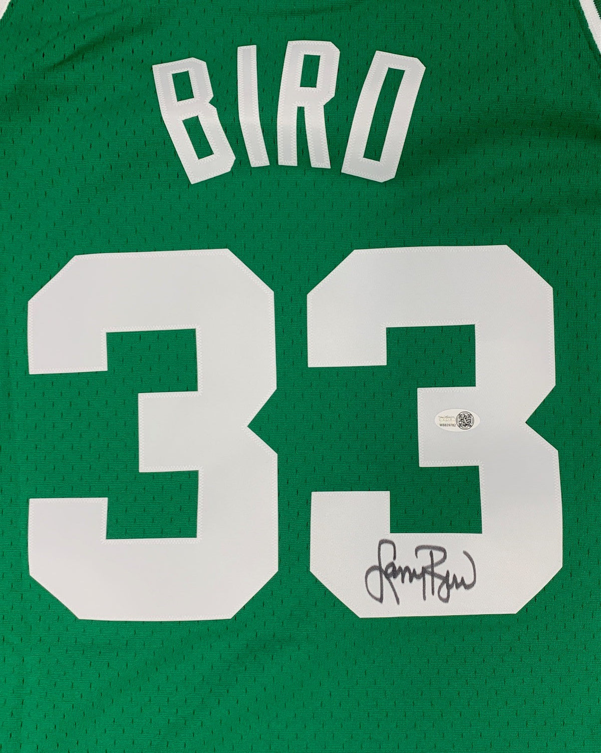 Larry Bird Autographed Boston Celtics Signed Mitchell &amp; Ness Green Swingman Basketball Jersey JSA COA