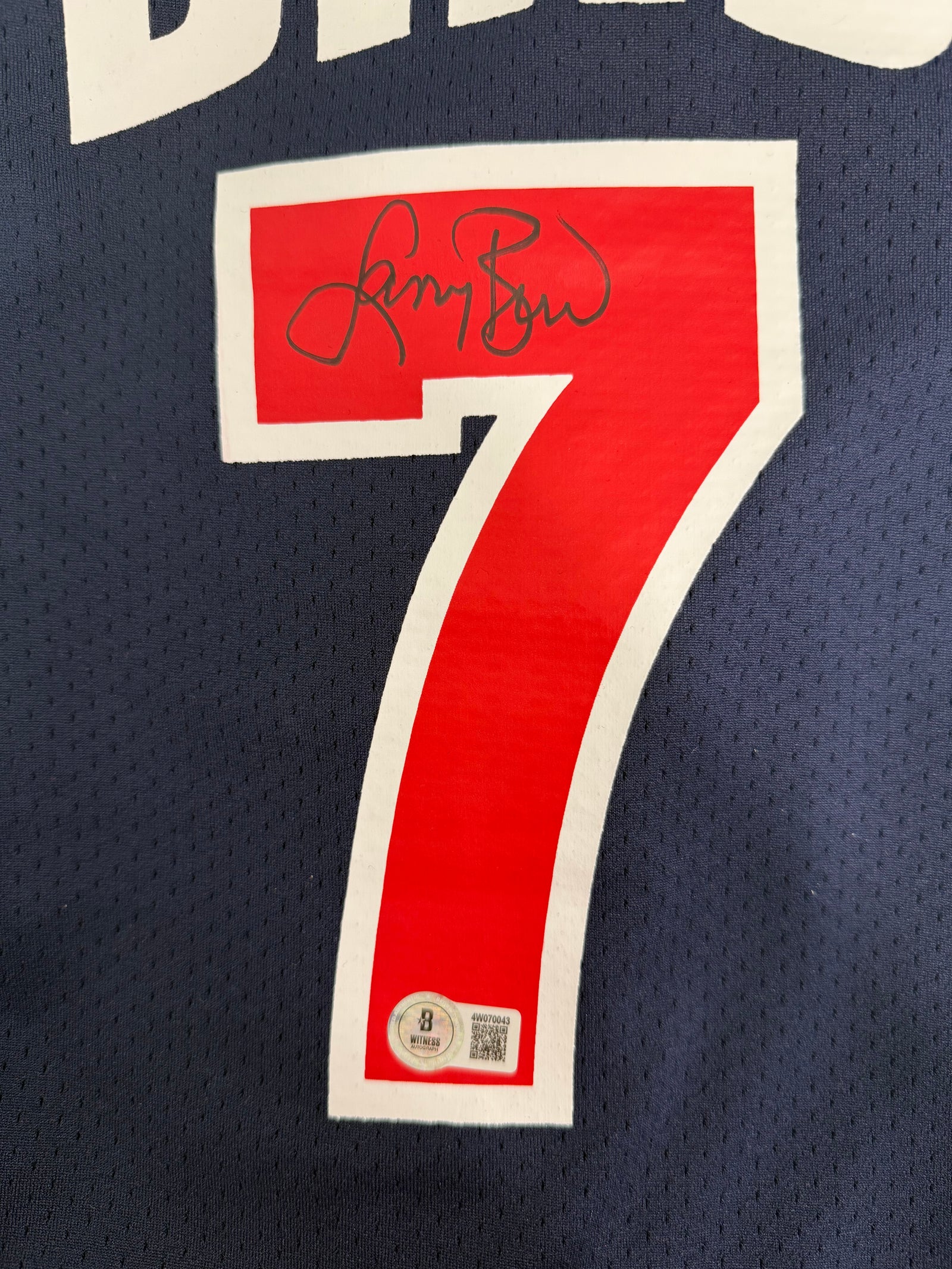 Larry Bird Autographed 1992 Olympics USA Dream Team Blue Mitchell & Ness Authentic Signed Basketball Jersey Beckett Witness Authenticated-Powers Sports Memorabilia