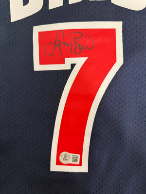 Larry Bird Autographed 1992 Olympics USA Dream Team Blue Mitchell & Ness Authentic Signed Basketball Jersey Beckett Witness Authenticated-Powers Sports Memorabilia