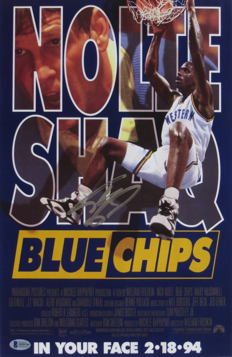Shaquille O'Neal Autographed Blue Chips Movie Poster Beckett Witnessed-Powers Sports Memorabilia