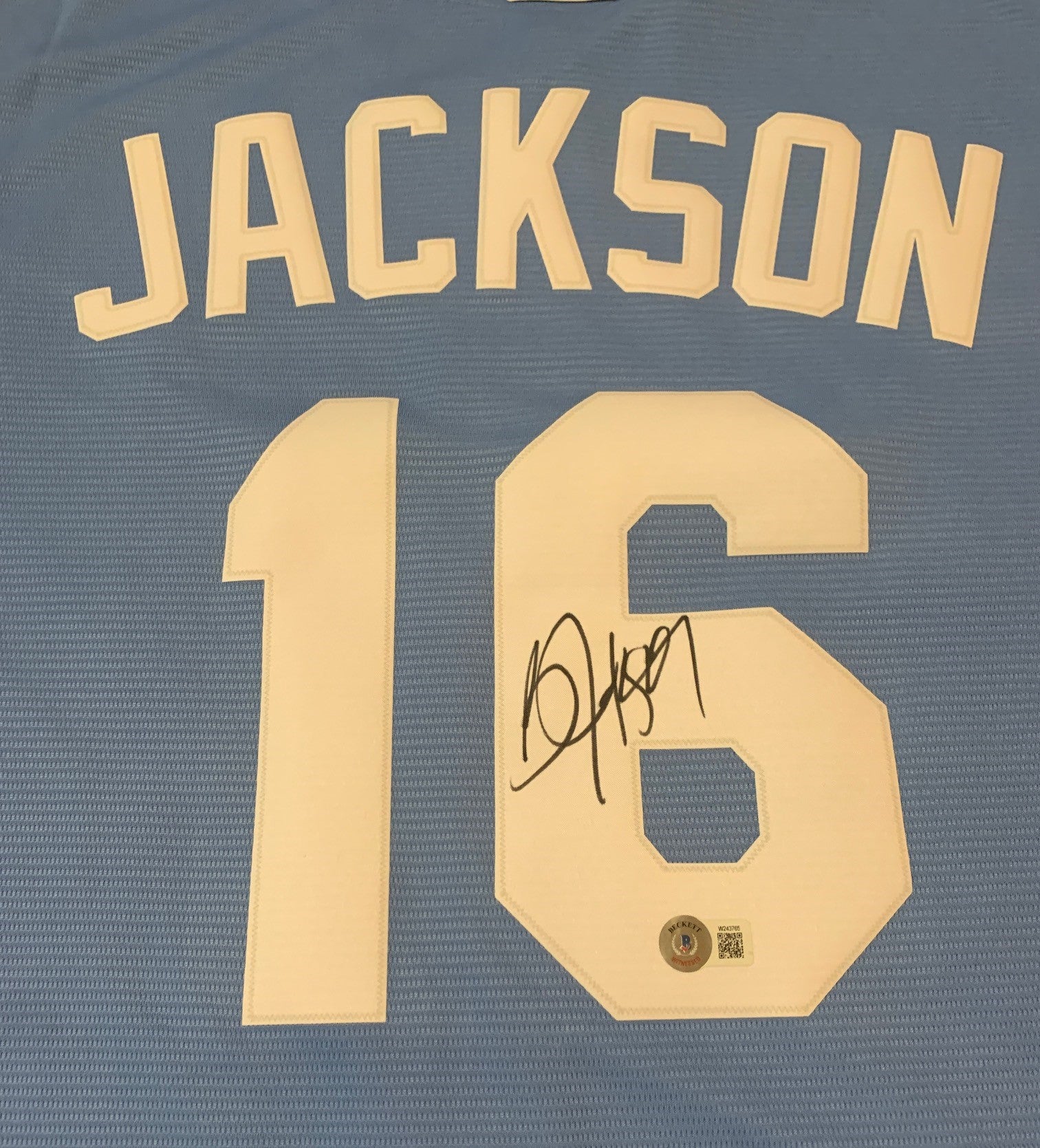 Bo Jackson Autographed Kansas City Royals Signed Nike Baseball Powder Blue Jersey Beckett COA-Powers Sports Memorabilia