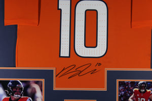 Bo Nix Autographed Denver Broncos Signed Nike Game Orange Football Framed Jersey Beckett COA