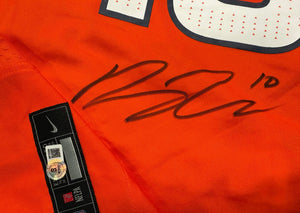 Bo Nix Autographed Denver Broncos Signed Nike Game Orange Football Framed Jersey Beckett COA