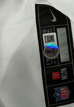 Bo Nix Autographed Denver Broncos Signed Nike Game White Football Framed Jersey Beckett COA