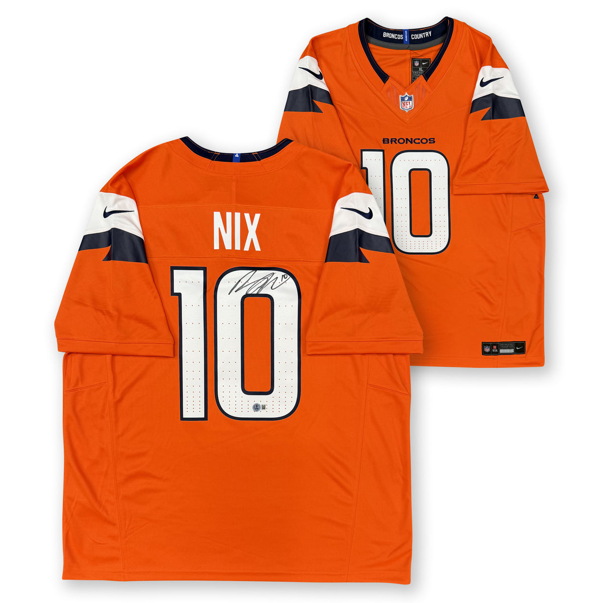 Bo Nix Autographed Denver Broncos Signed Nike Limited Orange Jersey Beckett Authenticated COA-Powers Sports Memorabilia