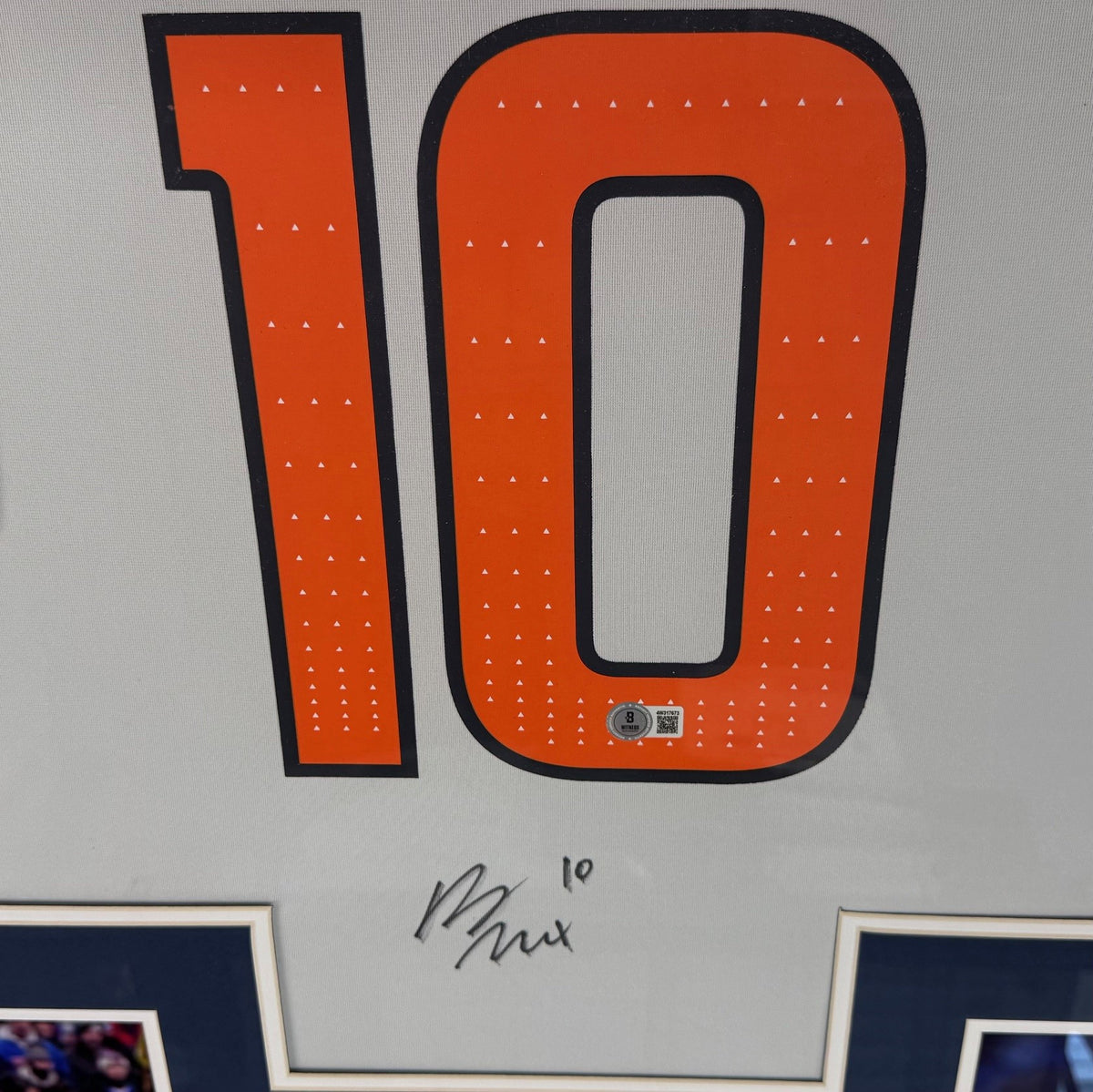 Bo Nix Autographed Denver Broncos Signed Nike Game White Football Framed Jersey Beckett Witness Authenticated COA-Powers Sports Memorabilia