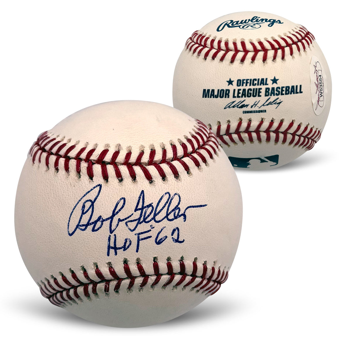 Bob Feller Indians Autographed Baseball HOF 62 JSA W53554
