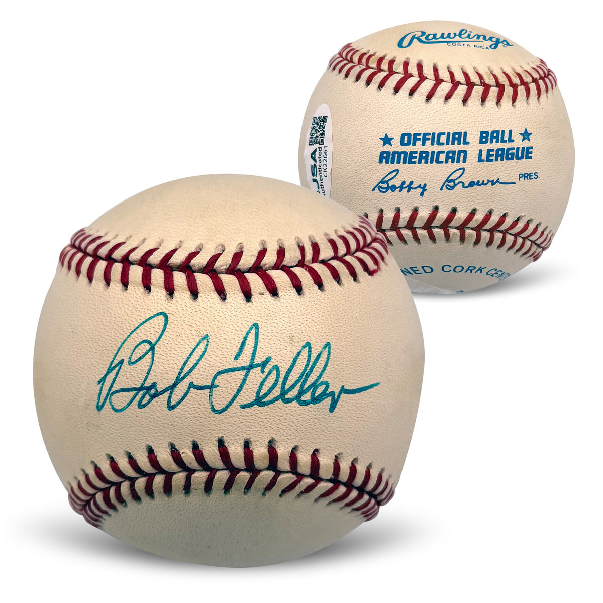 Bob Feller Autographed Cleveland Baseball JSA CK22661