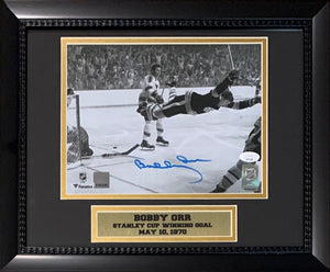 Bobby Orr Autographed 1970 Stanley Cup Dive Signed 8x10 Framed Hockey Photo JSA COA-Powers Sports Memorabilia