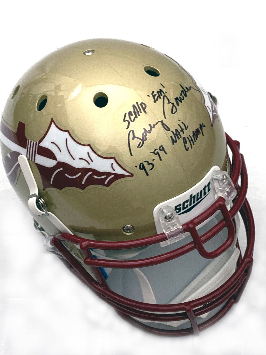Bobby Bowden Autographed Florida State Seminoles Schutt Authentic Helmet W/ Scalp 'Em & Natl Champs Beckett Witness-Powers Sports Memorabilia