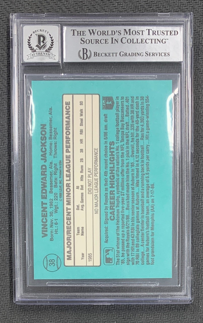 Bo Jackson 1986 Donruss Signed Baseball Rookie Card #38 Auto Graded Beckett 10