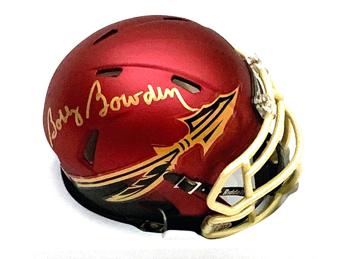 Bobby Bowden Autographed Florida State Seminoles Garnet Mini Helmet Beckett Witnessed-Powers Sports Memorabilia