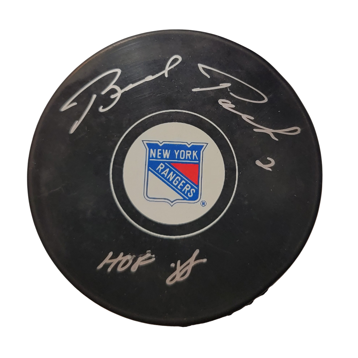 Brad Park Signed New York Rangers Logo Hockey Puck W/HOF 88 - JSA-Powers Sports Memorabilia
