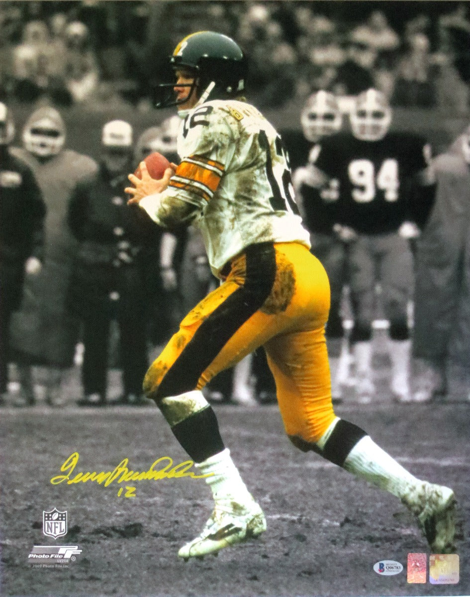 Terry Bradshaw Autographed Pittsburgh Steelers Spotlight 16x20 Photo Beckett Authenticated-Powers Sports Memorabilia