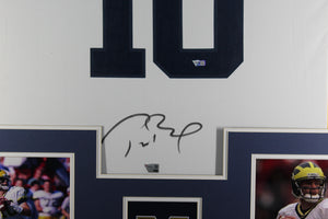 Tom Brady Autographed Michigan Wolverines Signed Jordan Brand Football Framed Jersey Fanatics Authentic COA
