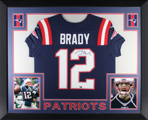 Tom Brady Autographed New England Patriots Signed Nike Elite Football Framed Jersey Fanatics Authentic COA-Powers Sports Memorabilia